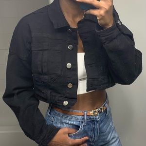 Black Cropped Fashion Nova Jean Jacket